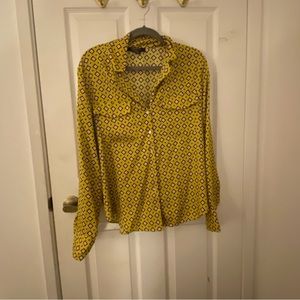 F21 Contemportary Printed button down blouse